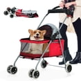 thumbnail image 1 of YRLLENSDAN Dog Stroller for Small Dogs 35 lbs Cat Stroller Pet Strollers Waterproof Portable Travel Cat Dog Stroller with Cup Holder, Red, 1 of 7