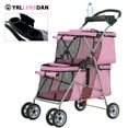 thumbnail image 1 of YRLLENSDAN Double Dog Stroller for Small Medium Dogs 10 lbs 30 lbs Double Cat Stroller for 2 Cats Portable Foldable Pet Stroller for 2 Dogs with Bottle Holder and Storage bag,Pink, 1 of 7