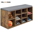 thumbnail image 1 of YRLLENSDAN Entryway Bench with Shoe Storage Shoe Bench with Cushion Shoe Storage Bench Shoe Cubby for Entryway Cube Storage Bench Shoe Organizer Bench 41*12 inch,Brown, 1 of 7