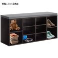 thumbnail image 1 of YRLLENSDAN Entryway Bench with Shoe Storage Shoe Bench with Cushion Shoe Storage Bench Shoe Cubby for Entryway Cube Storage Bench Shoe Organizer Bench 41*12 inch,Black, 1 of 7