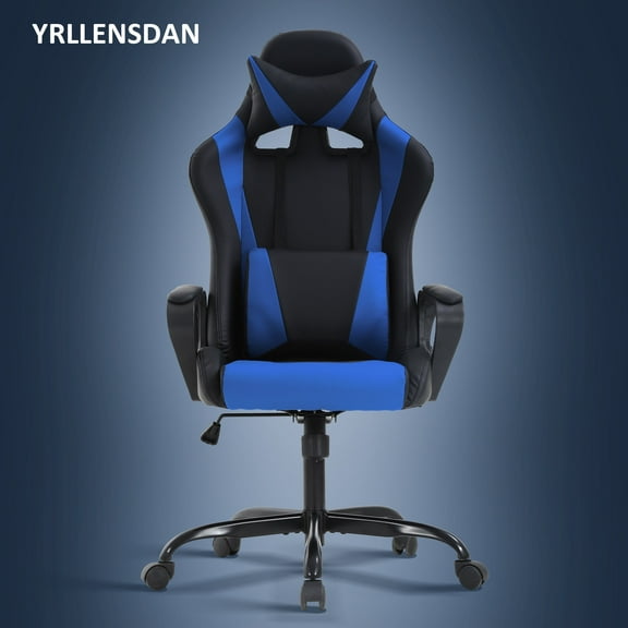 YRLLENSDAN Ergonomic Gaming Chair for Adults PC Gaming Chair Heavy Duty Gaming Chair Video Game Chair Reclining Gaming Chair Comfy Computer Chair with Headrest and Lumbar Support,Blue