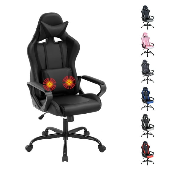 YRLLENSDAN Ergonomic Gaming Chair Video Game with Massager, Black Computer Chair with Arms and Back Support Adjustable Height High-Back Office Chair with Lumbar Support