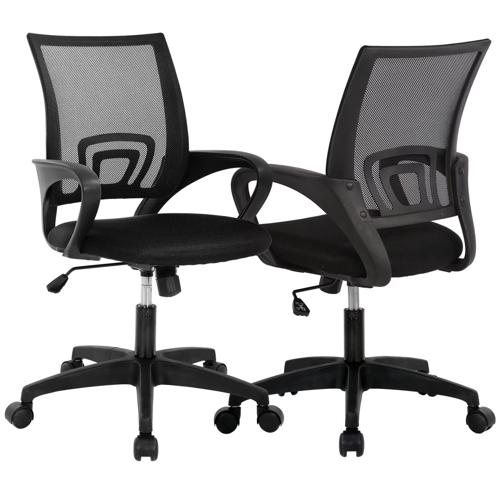 YRLLENSDAN Mesh Office Chair with Lumbar Support and Armrest, Comfortable Desk Chairs with Wheel, Home Swivel Chair with Adjustable Height and Tilt, Black, 2 Pack