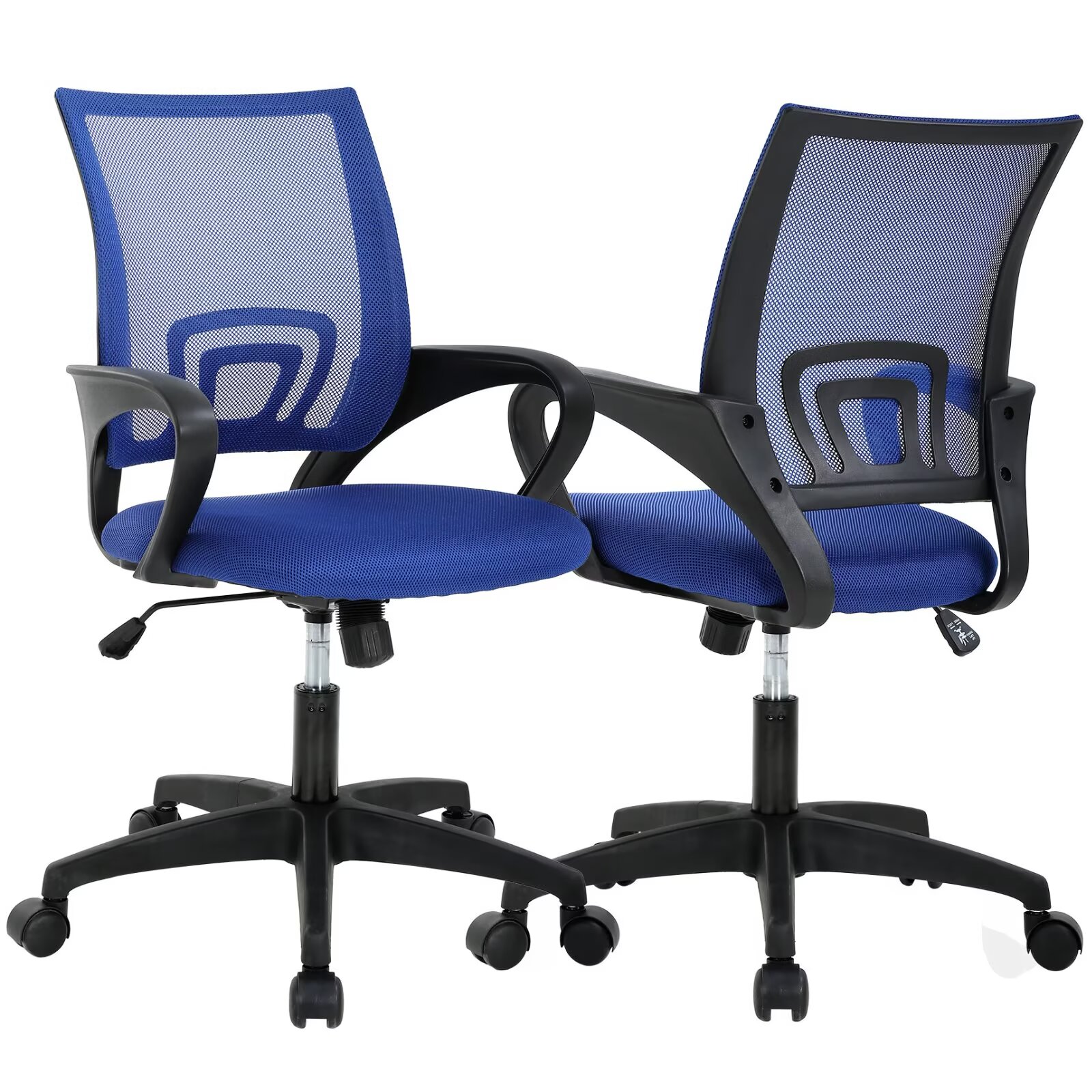 YRLLENSDAN Mesh Office Chair with Lumbar Support and Armrest, Comfortable Desk Chairs with Wheel, Home Swivel Chair with Adjustable Height and Tilt,Blue, 2 Pack
