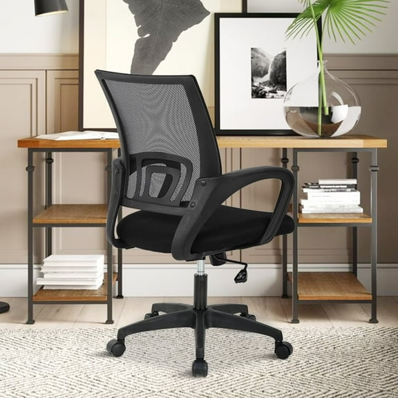 YRLLENSDAN,Ergonomic Office Chair,Home Office Desk Chairs,Swivel Desk Chair,with Handrails,Adjustable Height,Suitable for Offices and Bedrooms,Black
