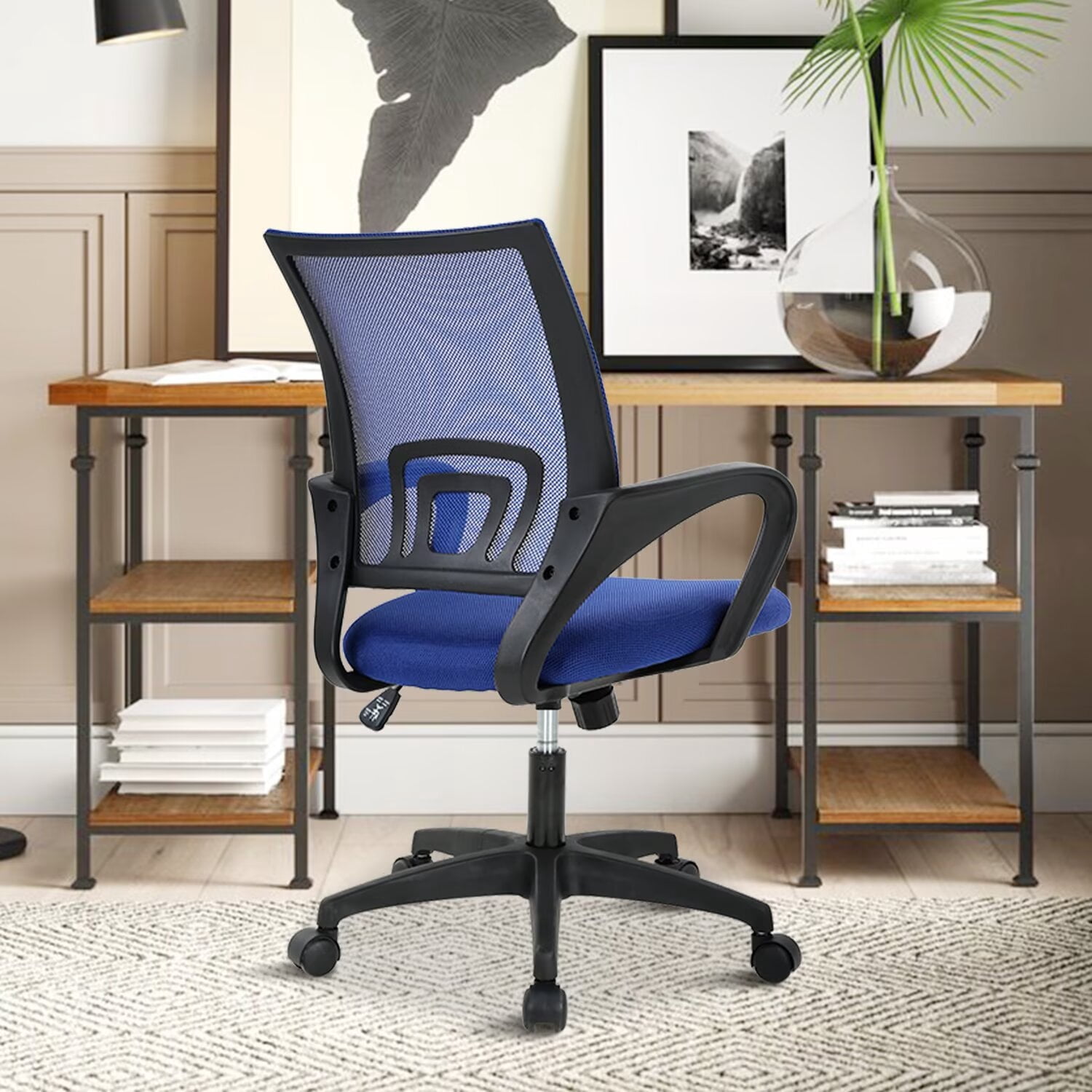 YRLLENSDAN,Ergonomic Office Chair,Home Office Desk Chairs,Swivel Desk Chair,with Handrails,Adjustable Height,Suitable for Offices and Bedrooms,Blue
