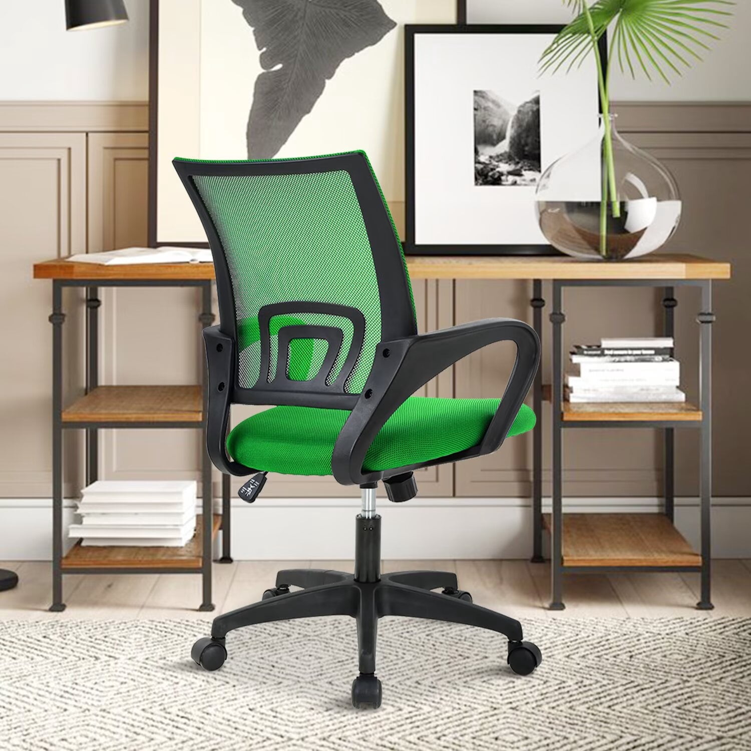 YRLLENSDAN,Ergonomic Office Chair,Home Office Desk Chairs,Swivel Desk Chair,with Handrails,Adjustable Height,Suitable for Offices and Bedrooms,Green