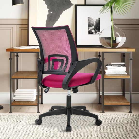 YRLLENSDAN,Ergonomic Office Chair,Home Office Desk Chairs,Swivel Desk Chair,with Handrails,Adjustable Height,Suitable for Offices and Bedrooms,Pink