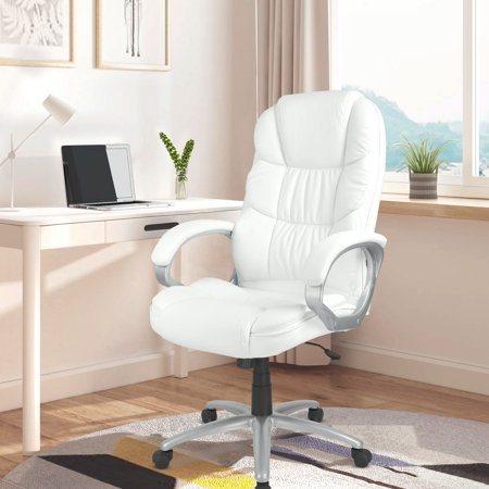 YRLLENSDAN Ergonomic Office Chair, PU Leather Desk Chair for Adults High Back Computer Chair with Arms Executive Rolling Task Chair with Lumbar Support Headrest Armrest Swivel Chair