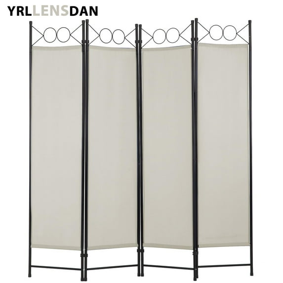 YRLLENSDAN Fabric Room Dividers and Folding Privacy Screens, Cheap Wall Divider for Room Separation, Folding Indoor Freestanding 4 Panels, Beige
