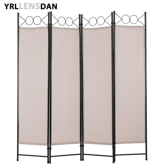 YRLLENSDAN Fabric Room Dividers and Folding Privacy Screens, Wall Divider for Room Separation, Folding Indoor Freestanding 4 Panels, Tan