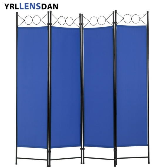 YRLLENSDAN Fabric Room Dividers and Folding Privacy Screens, Wall Divider for Room Separation, Folding Indoor Freestanding 4 Panels, Blue