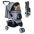 thumbnail image 1 of YRLLENSDAN Foldable Pet Stroller, Dog Stroller Small Dogs 3 Wheel Pet Carriers for Small Dogs with Wheels Cat Stroller w/Storage Basket for Medium Dogs, 1 of 7