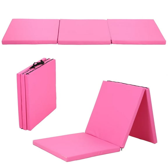 YRLLENSDAN Foldable Portable Yoga Mats for Home Workout Non Slip Outdoor and Indoor Workout Mat for Man and Weman 2 Inch Leather Thick Gymnastics Mats for Tumbling, Pink