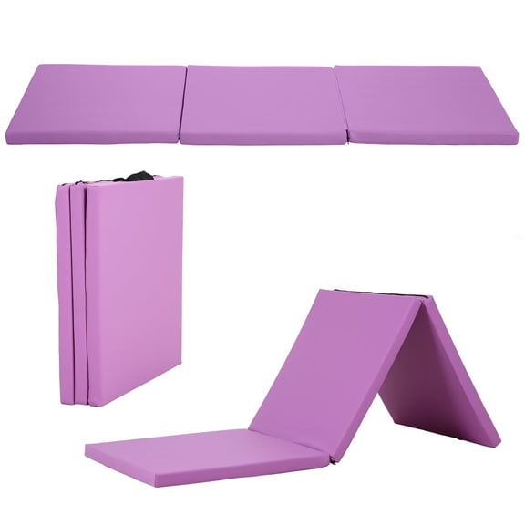 YRLLENSDAN Foldable Portable Yoga Mats for Home Workout Non Slip Outdoor and Indoor Workout Mat for Man and Weman 2 Inch Leather Thick Gymnastics Mats for Tumbling, Purple