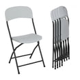 thumbnail image 1 of YRLLENSDAN Folding Chairs Set of 4 Outdoor Plastic Chairs Portable Foldable Metal Folding Chairs with Metal Frame HDPE Backrest and Seat Cushion 265 LBS Capacity for Indoor Outdoor Use, White, 1 of 7