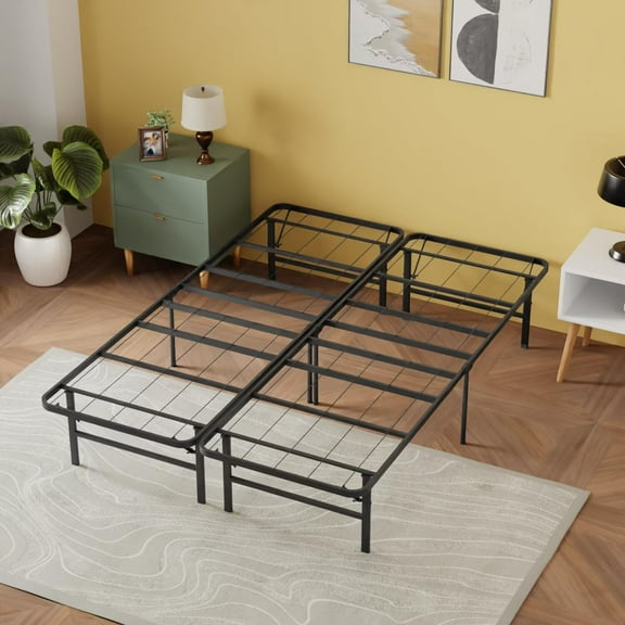 YRLLENSDAN,Full Size Bed Frames,Metal Bed Frame Full,Bed Frames with Storage,Foldable,Withstand 1,000 Pounds,Minimalist,Black
