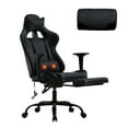 thumbnail image 1 of YRLLENSDAN Gaming Chair Racing Office Chair Ergonomic Desk Chair Massage PU Leather Recliner PC Computer Chair with Lumbar Support Headrest Armrest Footrest Rolling Swivel Task Chair, Black, 1 of 7