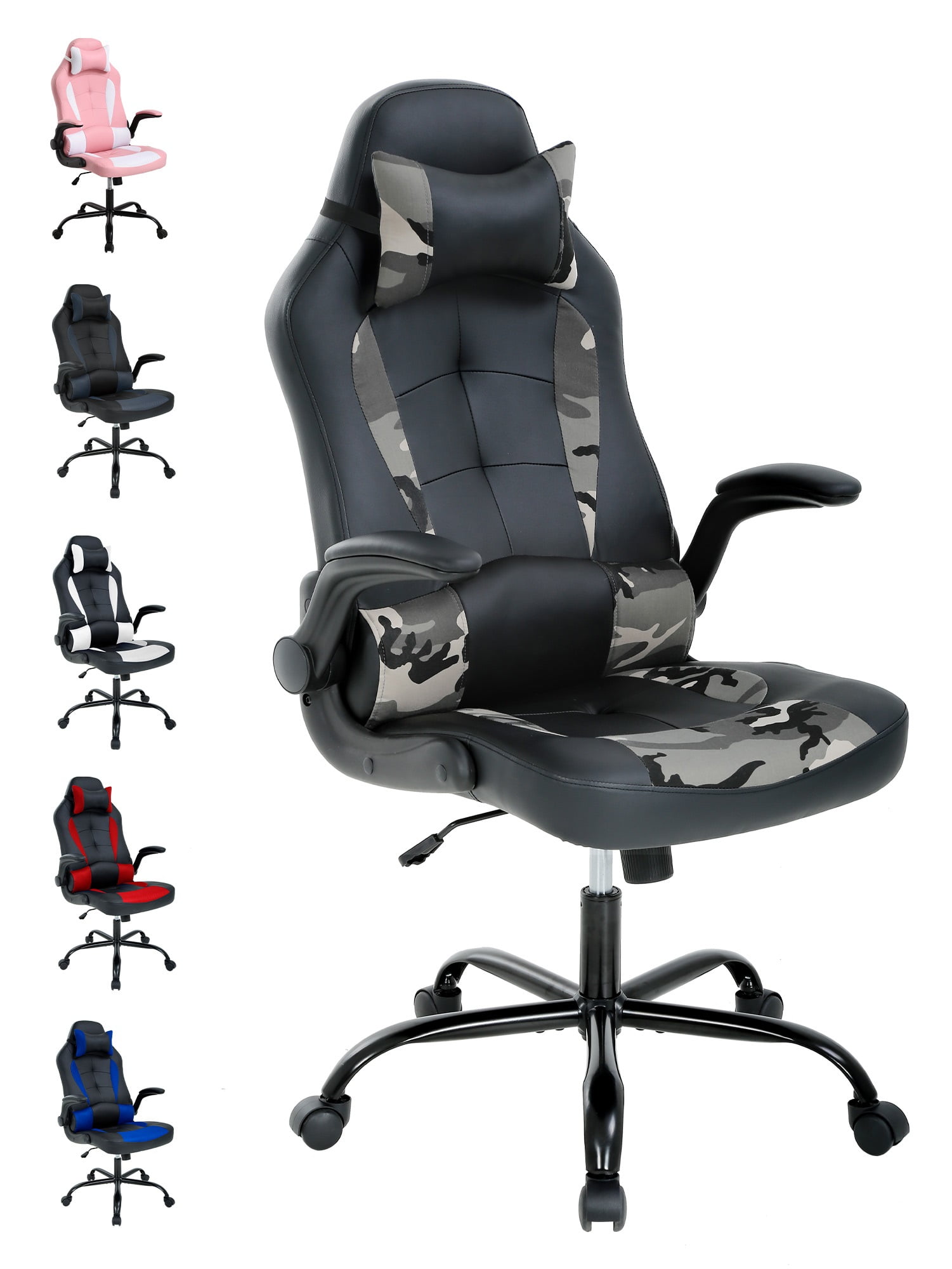 YRLLENSDAN Racing Adults Adjustable High Back Gaming Chair with Arms and Headrest, Camo