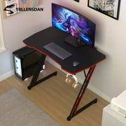 YRLLENSDAN Gaming Table with Headphone Hook, 40 inch Gaming Computer Desk for Small Spaces, PC Gamer Desk Table for Home Office, Computer Workstation with Z-Shaped Steel Leg, Black and Red