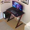 thumbnail image 1 of YRLLENSDAN Gaming Table with Headphone Hook, 35 inch Small Gaming Computer Desk for Small Spaces, PC Gamer Desk for Home Office, Computer Workstation with Z-Shaped Steel Leg, Black and Red, 1 of 9