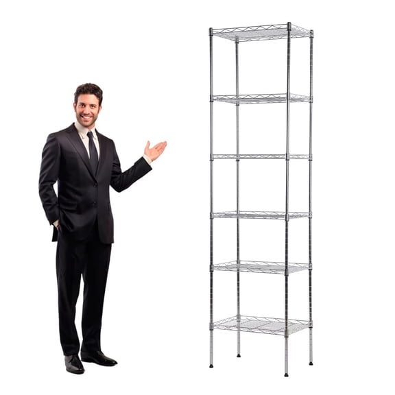YRLLENSDAN,Garage Storage Shelves,Closet Shelf Organizer,Metal Shelving Unit,Suitable for Kitchens, Garages, Bedrooms,6 Tier,Chrome