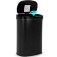 thumbnail image 1 of YRLLENSDAN Garbage Can 13 Gallon 50 Liter Kitchen Trash Can for Bathroom Bedroom Home Office Automatic Touch Free High-Capacity with Lid Brushed Stainless Steel Waste Bin, Black, 1 of 7