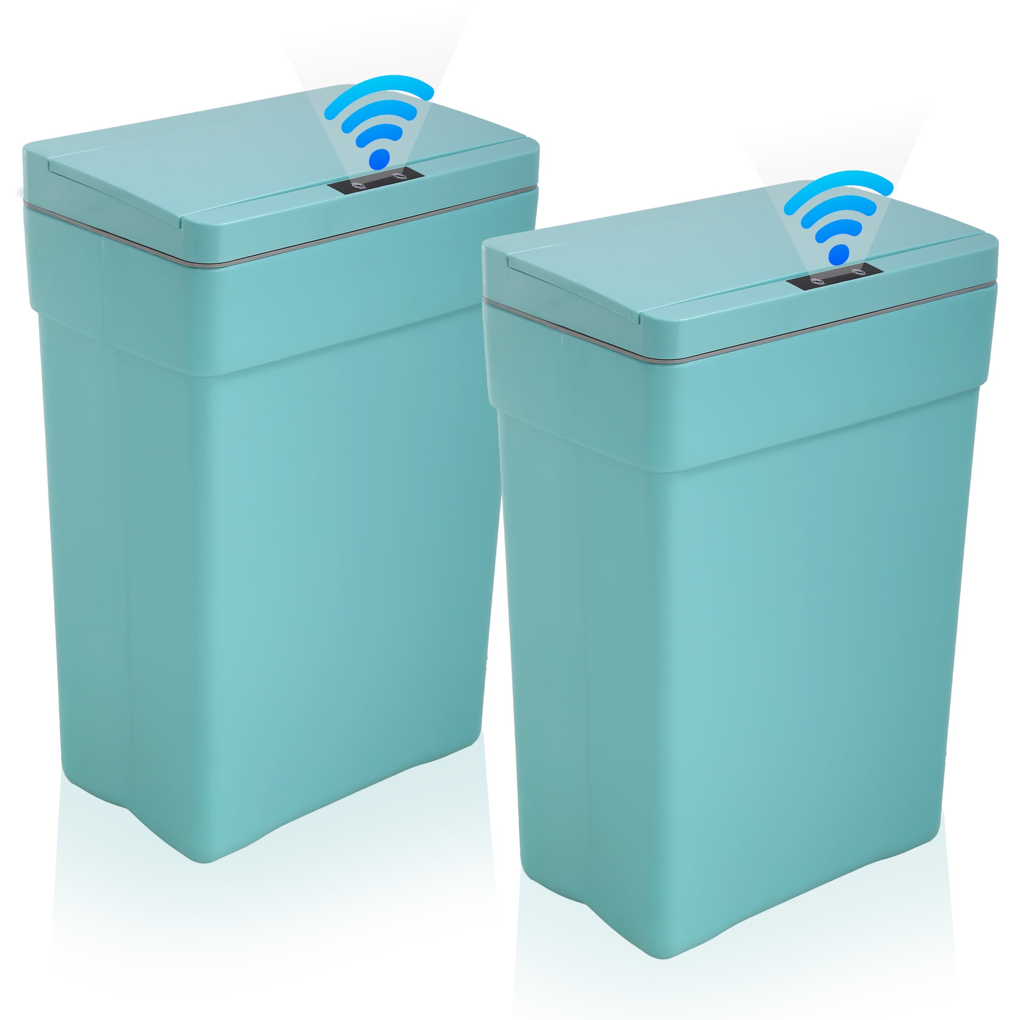 YRLLENSDAN Garbage Can 13 Gallon Tall Kitchen Trash Can Garbage Can with Lid Automatic Trash Cans Touchless for Bedroom Bathroom Home Office 50 Liter,2 Pack Blue