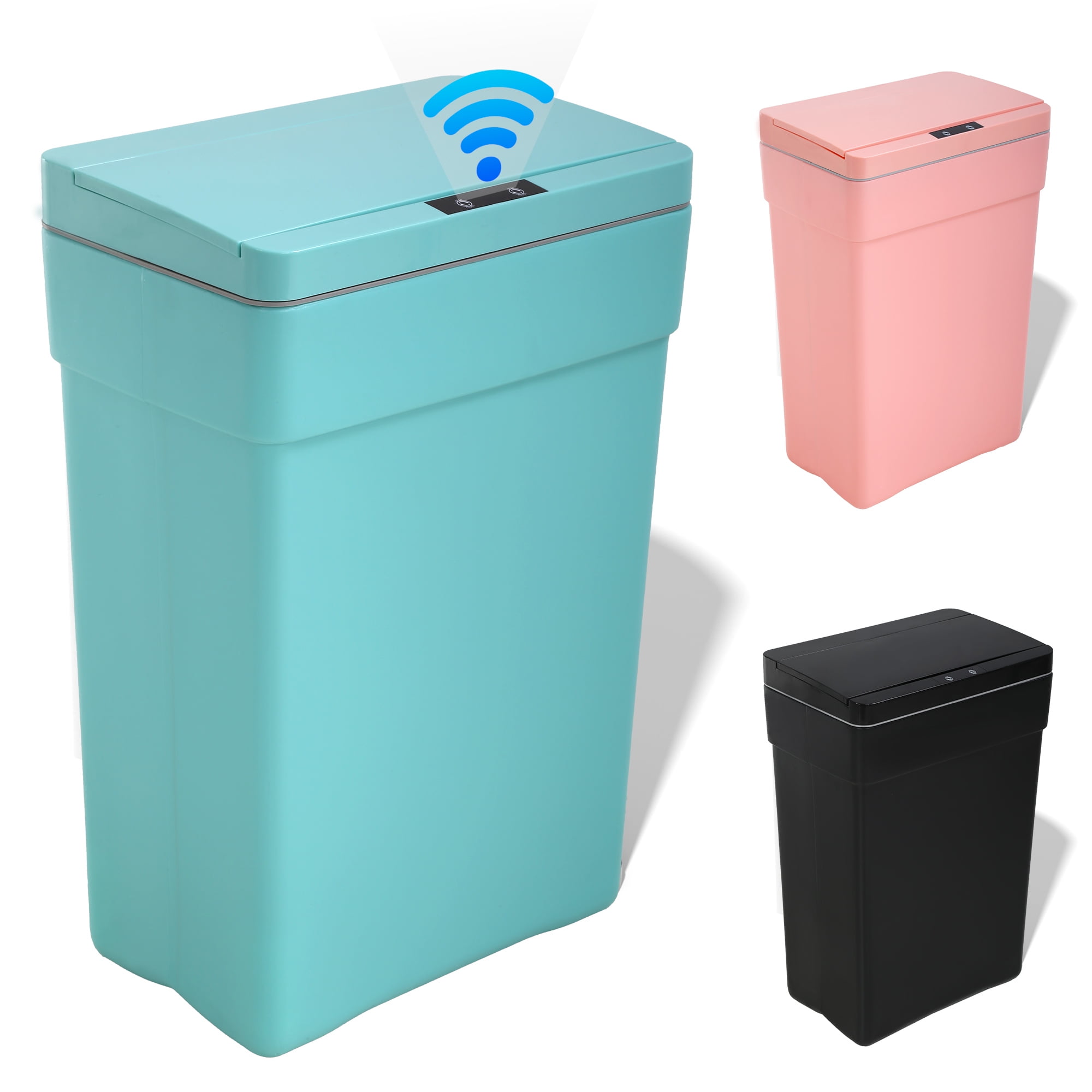 YRLLENSDAN Garbage Can 13 Gallon Tall Kitchen Trash Can Garbage Can with Lid Automatic Trash Cans Touchless for Bedroom Bathroom Home Office 50 Liter, Blue