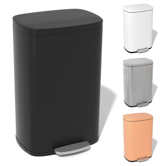 YRLLENSDAN Garbage Can 13 Gallon Tall Kitchen Trash Can with Lid Stainless Steel Trash Can 13 Gallon Kitchen Foot Step Trash Cans for Kitchen Office Bedroom Bathroom