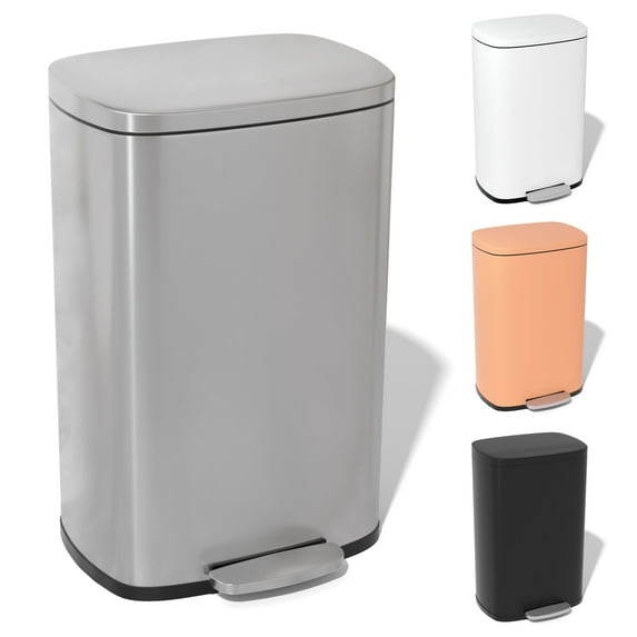 YRLLENSDAN Garbage Can 13 Gallon Tall Kitchen Trash Can with Lid Stainless Steel Trash Can 13 Gallon Kitchen Foot Step Trash Cans for Kitchen Office Bedroom Bathroom