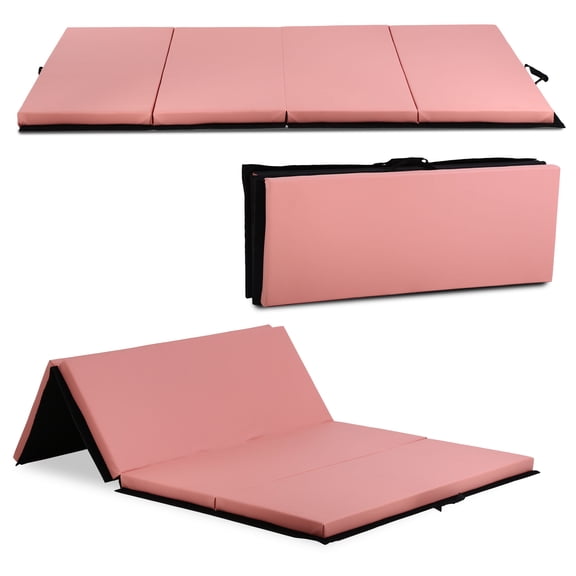 YRLLENSDAN Gymnastics Mat, 6x4 FT Foldable Tumbling Mat 4 Folding Mat 2 Inches Thick for Tumbling Stretching, Pink