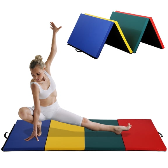 YRLLENSDAN Gymnastics Mat, 8x4 FT Foldable Tumbling Mat 4 Folding Mat 2 Inches Thick for Tumbling Stretching, CM