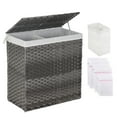 thumbnail image 1 of YRLLENSDAN Handwoven Laundry Hamper, Laundry Basket 90L/110L Foldable Rattan Laundry Hamper with Lid, Handles, 2 Removable Liner Bags & 6 Laundry Bags, 1 of 7