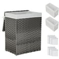 thumbnail image 1 of YRLLENSDAN Handwoven Laundry Hamper, Laundry Basket 90L/110L Foldable Rattan Laundry Hamper with Lid, Handles, 2 Removable Liner Bags & 6 Laundry Bags, 1 of 7