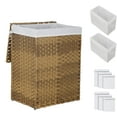 thumbnail image 1 of YRLLENSDAN Handwoven Laundry Hamper, Laundry Basket 90L/110L Foldable Rattan Laundry Hamper with Lid, Handles, 2 Removable Liner Bags & 6 Laundry Bags, 1 of 7