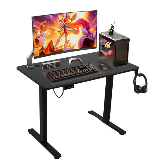 YRLLENSDAN Height Adjustable Standing Desk 40x24 Inch, Electric Stand up Desk Raising Desk Ergonomic Desk Large Standing Desk with Headphone Holder & 2 Memory Function Work Desk for Home Office, Black