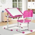 thumbnail image 1 of YRLLENSDAN Kids Desk and Chair Set Student Desk and Chair Set Height Adjustable Child Desk with Pull Out Drawer Storage,Multi-Function Study Desk and Chair for Writing, Reading and Drawing,Pink, 1 of 7