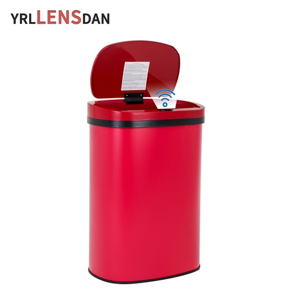 YRLLENSDAN Kitchen Tall Trash Can 13 Gallon Size Touchless Trash Can Motion Sensor Trash Can with Lid Odor-free Automatic Garbage Can 13 Gallon Waterproof Stainless Steel Trash Bin, Red
