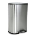 thumbnail image 1 of YRLLENSDAN,Kitchen Trash Can 13 Gallon,Kitchen Trash Can with Lid,Stainless Steel Trash Can,Simple Human Trash Can,with Foot Pedals,SS, 1 of 7