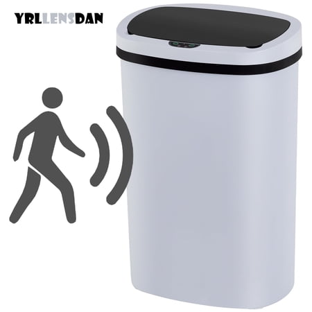 YRLLENSDAN Kitchen Trash Can 13 Gallon Size, Touchless Trash Can 13 Gallon, Motion Sensor Trash Can with Lid, Automatic Garbage Can 13 Gallon, Plastic Tall Trash Bin, White