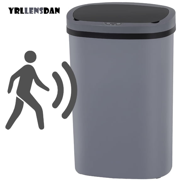YRLLENSDAN Kitchen Trash Can 13 Gallon Size, Touchless Trash Can 13 Gallon, Motion Sensor Trash Can with Lid, Automatic Garbage Can 13 Gallon,Plastic Tall Trash Bin, Gray