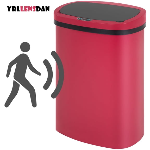 YRLLENSDAN Kitchen Trash Can 13 Gallon Size, Touchless Trash Can 13 Gallon, Motion Sensor Trash Can with Lid, Automatic Garbage Can 13 Gallon, Plastic Tall Trash Bin, Red