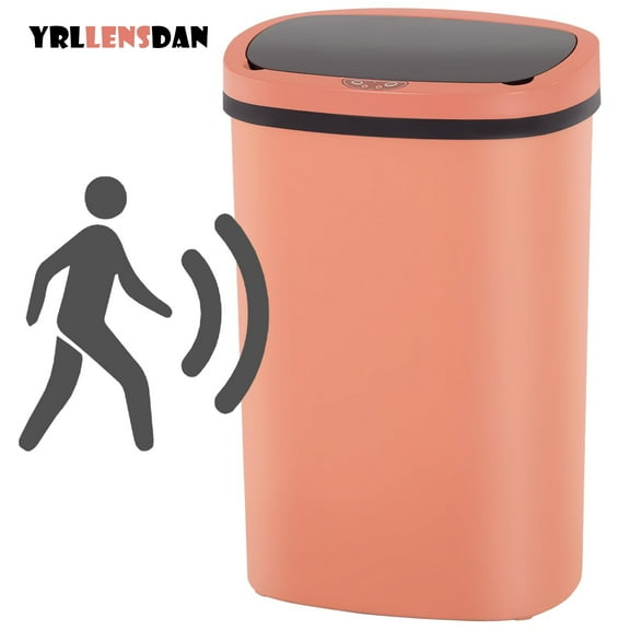 YRLLENSDAN Kitchen Trash Can 13 Gallon Size, Touchless Trash Can 13 Gallon, Motion Sensor Trash Can with Lid, Automatic Garbage Can 13 Gallon,Plastic Tall Trash Bin, Pink