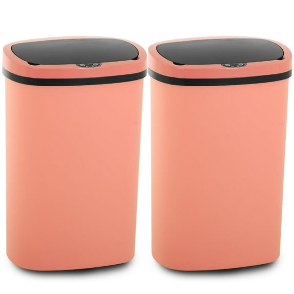 YRLLENSDAN,Kitchen Trash Cans 13 Gallon,Kitchen Garbage Can with Lid,Automatic Trash Cans Touchless,Simple Human Trash Can,PINK,2 Pack