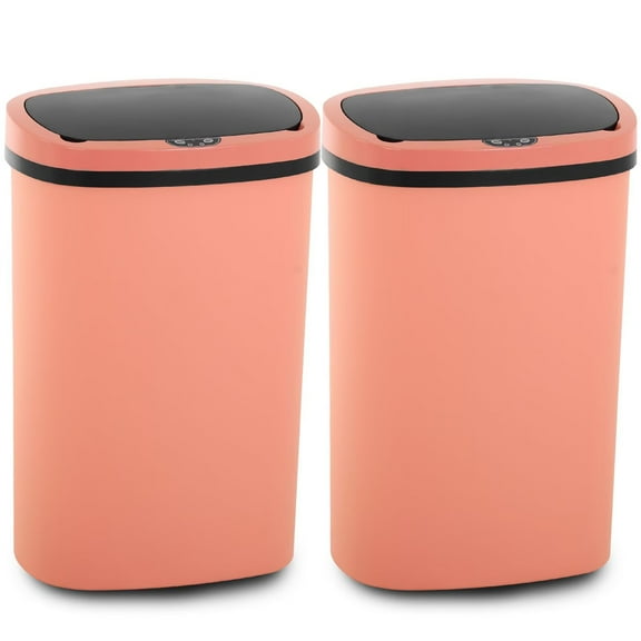 YRLLENSDAN,Kitchen Trash Cans 13 Gallon,Kitchen Garbage Can with Lid,Automatic Trash Cans Touchless,Simple Human Trash Can,PINK,2 Pack