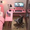 thumbnail image 1 of YRLLENSDAN L Shape Gaming Desk Table, 50 Inch Corner PC Gaming Desk with Monitor Stand, L-Shaped Computer Desk Table, Gamer Work Desk for Home Office, Pink, 1 of 9