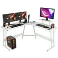 thumbnail image 1 of YRLLENSDAN Adjustable Feet L Shaped Gaming Desk with Monitor Stand, White, 1 of 7