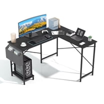 YRLLENSDAN L-Shaped Desk with Removeable CPU Stand, 50 inch Gaming Desk PC Desk, Corner Desk with Side Bag Storage for Home Office Bedroom Living Room, Black