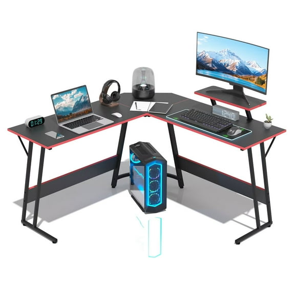 YRLLENSDAN,L Shaped Gaming Desk,Corner Computer Desk,Gaming Pc Desk,50 Inch,Suitable for Games and Office Work,Desk for Bedroom,Black